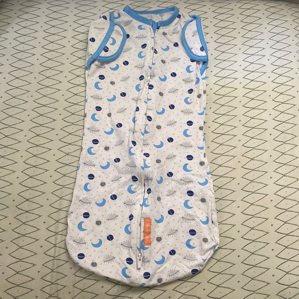 Blue and gray planet swaddle/sleep sack